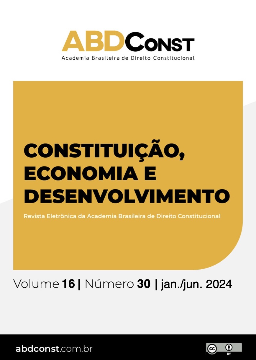 					Visualizar v. 16 n. 30 (2024): Constituição, Economia e Desenvolvimento: Revista Eletrônica da Academia Brasileira de Direito Constitucional
				